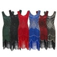 thumbnail image 1 of BiZtdJrK Wedding Guest Dresses for Women Trendy Sequin Fringed Cocktail Dress Vintage Flapper Evening Party Dress Sleeveless V Neck Tassel Dresses Black L, 1 of 6