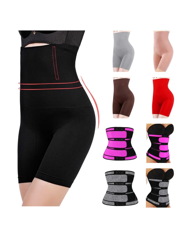 Tummy Control Butt Lifting Pants for Women High Waist Shapewear Solid Color Tight Body Shaper Shorts, Black, L