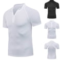 thumbnail image 1 of BiZtdJrK White Men's Compression 1/4 Zipper T Shirts Summer Short Sleeve Polos Shirts Solid Color Casual Breathable Quick Dry Sport Tops L, 1 of 9