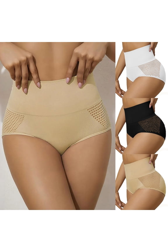 White Women Shaping Briefs Side Hollow Out High Waisted Tummy Control Control Stretch Breathable Shapewear Underwear L