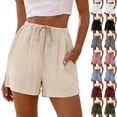 thumbnail image 1 of BiZtdJrK White Womens Linen Casual Shorts Drawstring Elastic Waist Summer Shorts Lightweight Breathable Solid Color Shorts with Pockets XL, 1 of 9