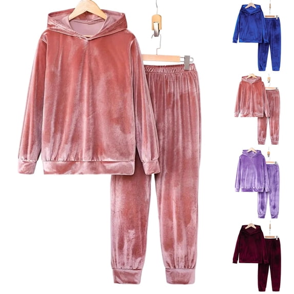 BiZtdJrK Wine Womens Velour Sweatsuits Casual Long Sleeve Hooded Sweatsuits and Sweatpants Pajama 2 Piece Jogging Tracksuits Sets L