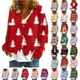 thumbnail image 1 of BiZtdJrK Winter Clothes for Women Casual Button Front Cardigans Coats Christmas Funny Graphic Printed Jackets Long Sleeve Tops Back Packs Sales for School Red M, 1 of 1
