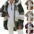 thumbnail image 1 of BiZtdJrK Winter Coats for Women 2025 Trendy Fleece Jacket Long Sleeve Faux Fur Coat Fuzzy Sherpa Jacket Long Coat with Hood Lightning Sales Wine M, 1 of 6