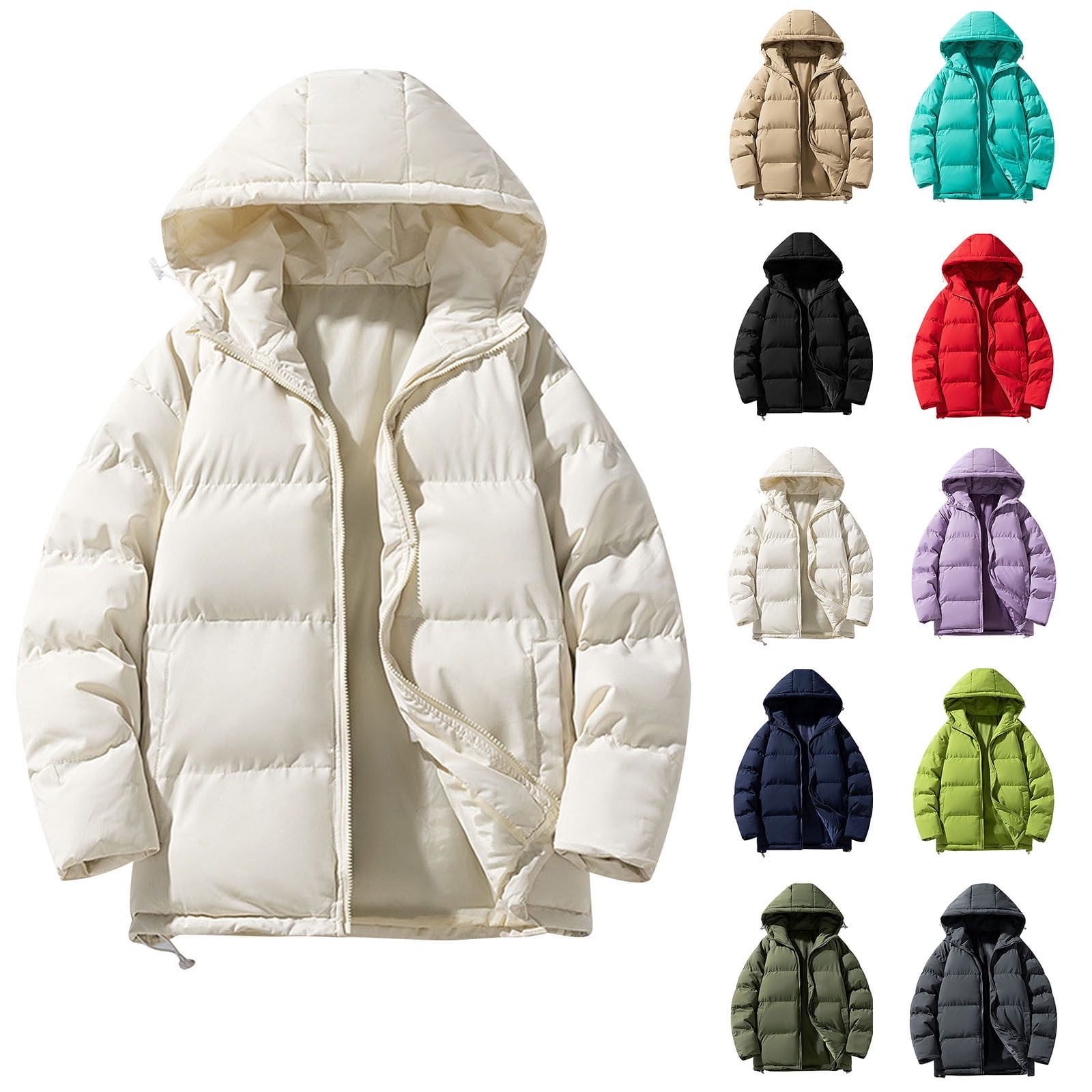 BiZtdJrK Winter Warm Cotton Jacket for Men Zip Up Long Sleeve Qulited