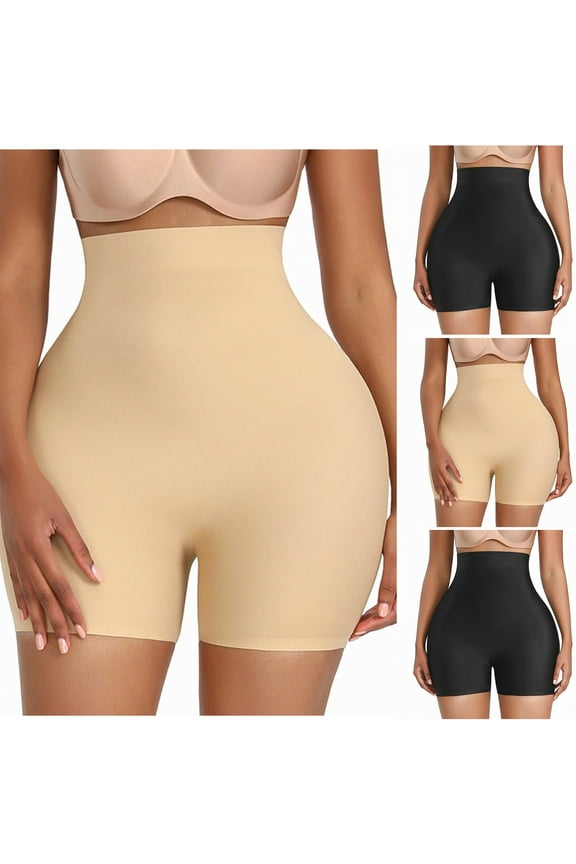 Women Compression Shorts High Waist Tummy Control Body Shaper Shorts Seamless Butt Lifting Underwear with Hip Pads Birthday Gift Beige M