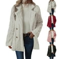 thumbnail image 1 of BiZtdJrK Women Double Breasted Jacket Fuzzy Textured Long Sleeve Fleece Sherpa Jackets Notch Lapel Fashion Winter Coats White L, 1 of 8