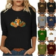 BiZtdJrK Women Funny Pumpkin Graphic Tee Thanksgiving Novelty Holiday