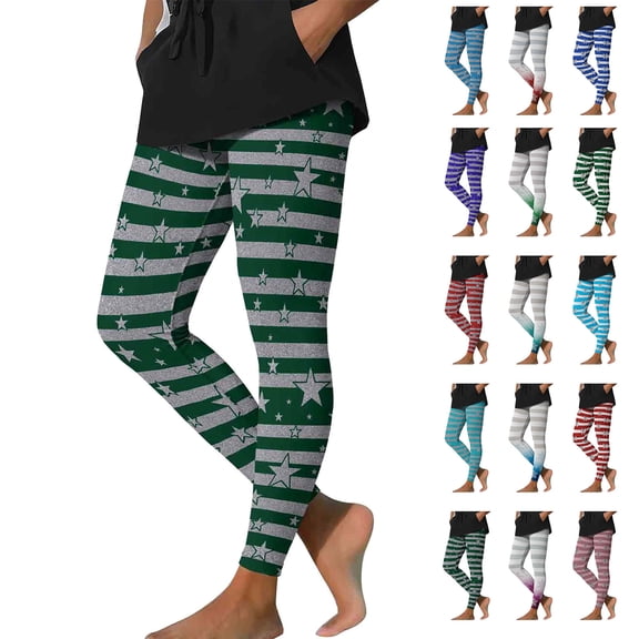 BiZtdJrK Women High Waist Leggings Bowknot Striped Print Christmas Tight Pants Full Length Fitted Gym Yoga Pants Red L