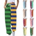 thumbnail image 1 of BiZtdJrK Women Jogger Pants Striped Print Trendy Street Sweatpants Drawstring Elastic Waist Casual Sweat Pant with Pockets Brown S, 1 of 5