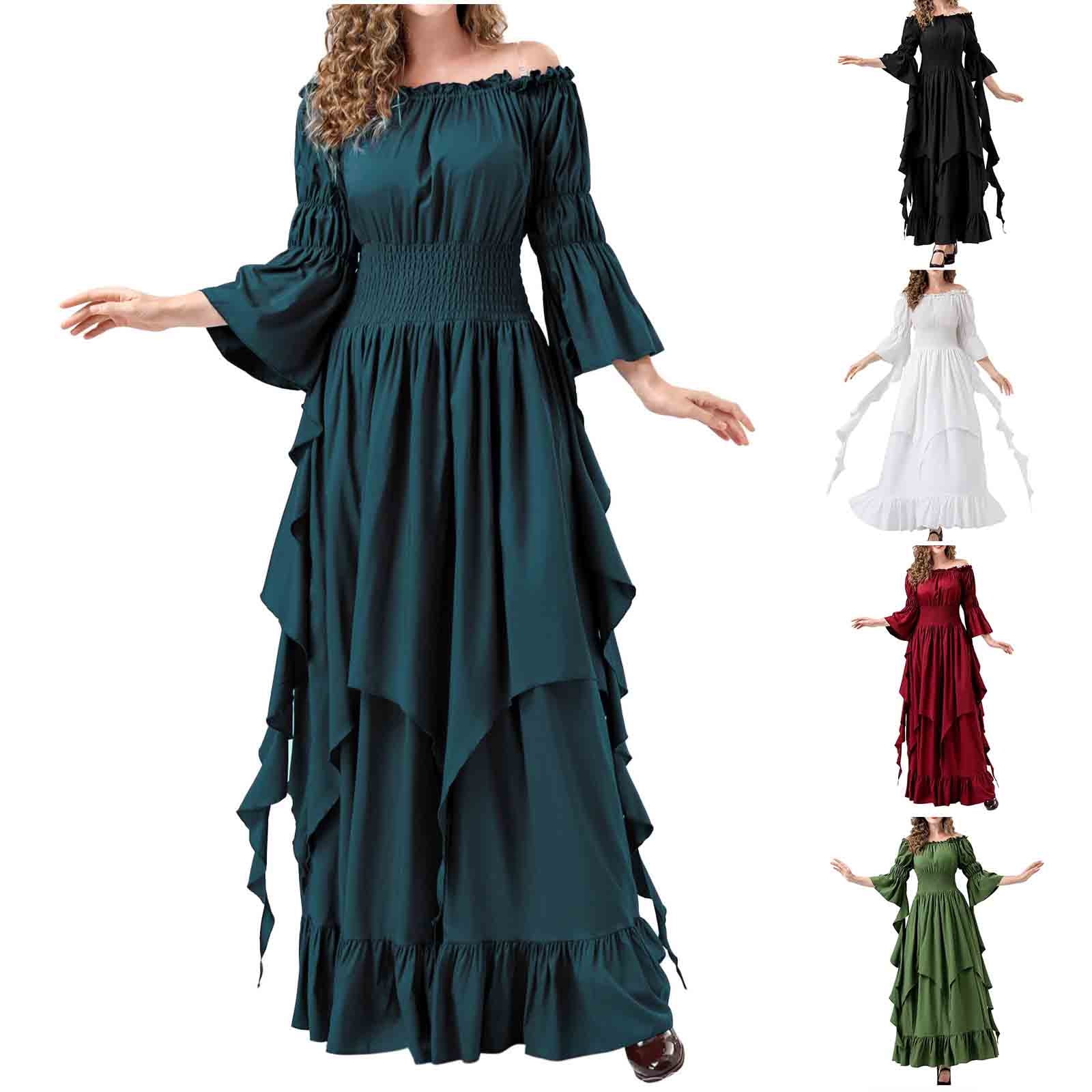 BiZtdJrK Women Medieval Renaissance Princess Dress Victorian Long