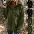 thumbnail image 1 of BiZtdJrK Women Sherpa Fleece Jackets Stand Collar Long Sleeve Zip Up Jacket Comfy Warm Winter Coats with Zipper Chest Pocket Army Green L, 1 of 8