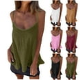 thumbnail image 1 of BiZtdJrK Women Spaghetti Strap Tank Tops Ruffle Hem Sleeveless Dress Shirts Summer Scoop Neck Tanks Army Green L, 1 of 5