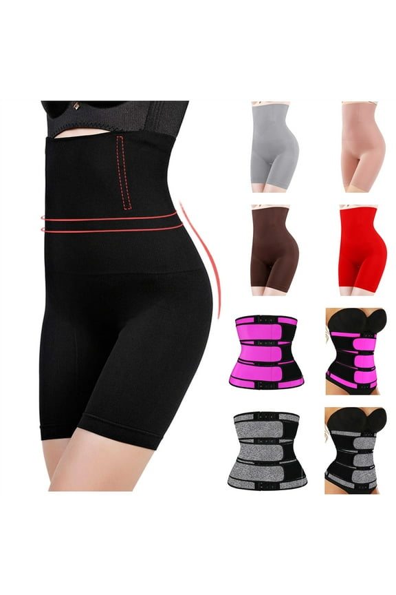 BiZtdJrK Women Waist Trainer Shapewear High Waisted Butt Lifting Body Shaper Slimming Stretch Underwear Panties, Black, XL