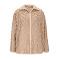 thumbnail image 1 of BiZtdJrK Women Warm Jackets Textured Fuzzy Fleece Long Sleeve Zipper Sherpa Jacket Lapel Solid Casual Winter Coats Khaki XXL, 1 of 5