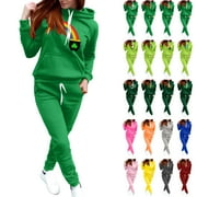 BIZTDJRK Sweatshirt and Sweat Pants for Women Casual Sweatsuit Set Solid Long Sleeve Pullover Matching Drawstring Pants Tracksuit Lounge Sets with Pockets Todays Daily Sales Clearance Blue M
