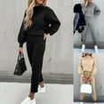 thumbnail image 1 of BiZtdJrK Women's 2 Piece Outfits Long Sleeve Pullover Sweatshirt and Jogger Pants Sweatsuit Fall Round Neck Tops Matching Drawstring Sweatpants Lounge Set Back to School Prime Sales Khaki S, 1 of 6
