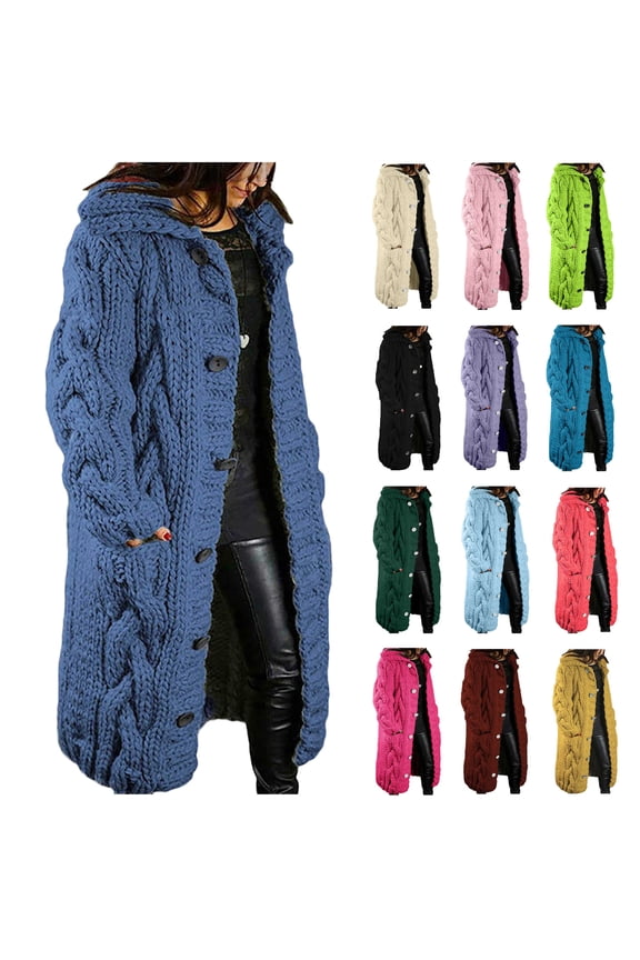 BiZtdJrK Women's Cardigan Sweaters Casual Button Down Cable Knit Long Cardigans Fall Winter Warm Jackets with Pockets Beige M