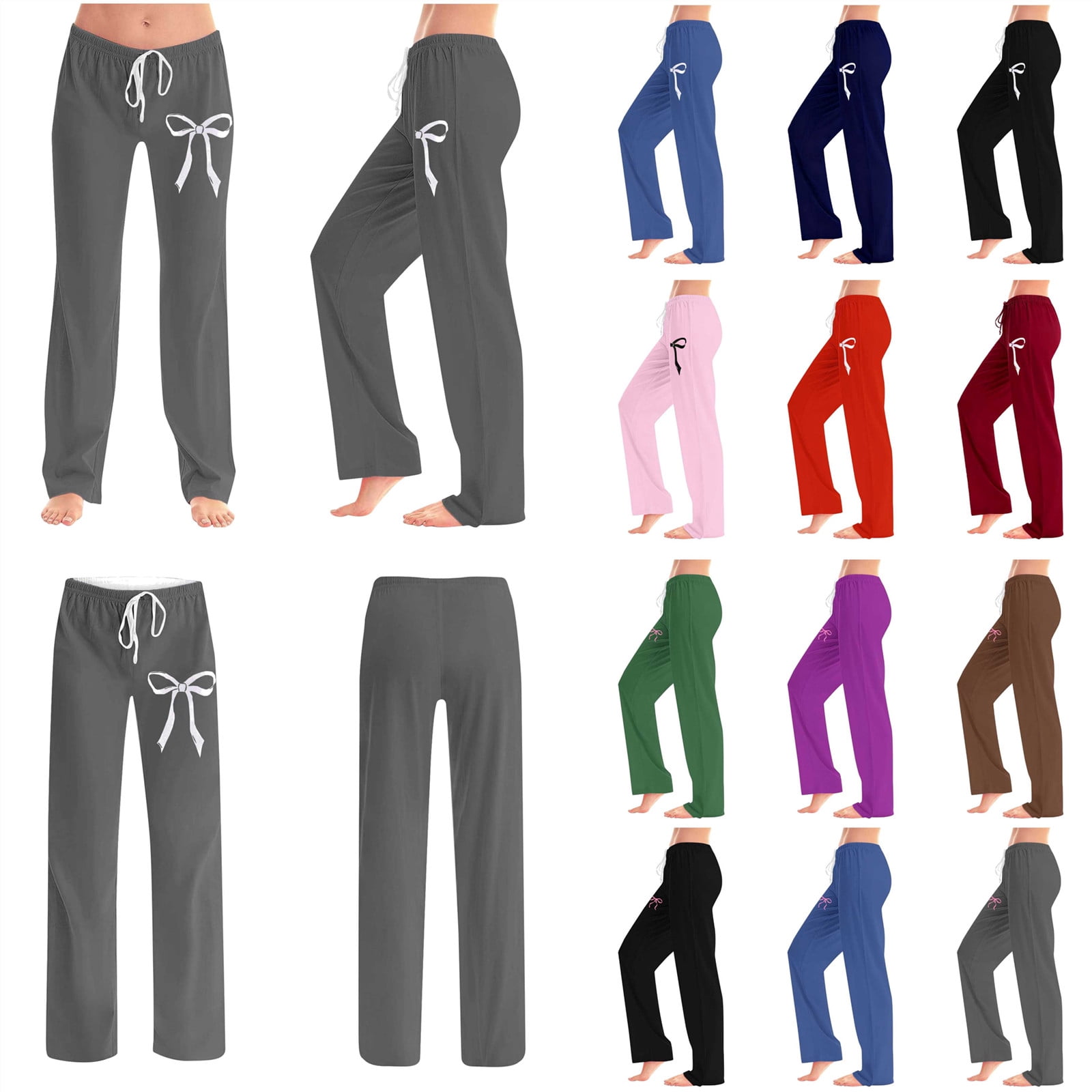 BiZtdJrK Women's Cute Bow Graphic Baggy Sweatpants Drawstring Waist ...
