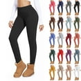 thumbnail image 1 of BiZtdJrK Women's Fitting Leggings Fleece Warm Winter Legging Elastic High Waist Velvet Tights Solid Casual Yoga Pants Black S, 1 of 10