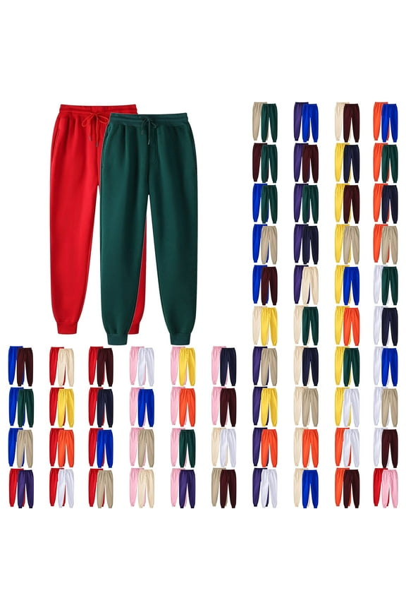 Women's Fleece Joggers Sweatpants High Waist Lounge Trousers Casual Drawstring Running Pants 2025 Fall Pants with Pockets Warehouse Sales Today Navy M