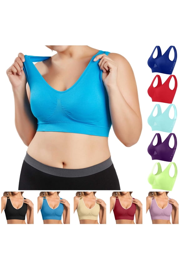 Women's Front Lace Workout Sport Bras without Steel Ring Seamless Yoga Padded Bra Push Up Hollow Underwear Bralette, Red, M