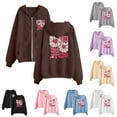 thumbnail image 1 of BiZtdJrK Women's Full Zip Sweatshirts Jackets with Pockets Casual Drawstring Long Sleeve Hoodies Fashion Floral Printed Hooded Jackets Fall Winter Clothes Today's Sales Pink XL, 1 of 4