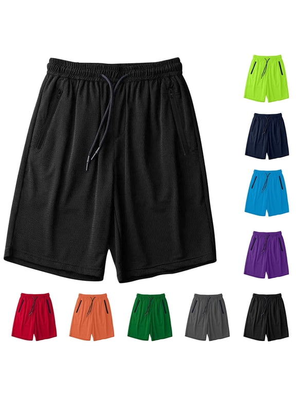 Women's Gym Shorts Summer Breathable Quick-Dry Running Basketball Shorts Drawstring Athletic Yoga Shorts with Zipper Pockets, Purple, S