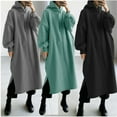 thumbnail image 1 of BiZtdJrK Women's Hoodie Maxi Dress Side Split Long Sleeve Oversized Loose Casual Sweatshirt Dress Drop Shoulder Drawstring Hooded Pullover Fall Fashion Sweatshirts Black S, 1 of 1