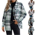 thumbnail image 1 of BiZtdJrK Women's Long Sleeve Flannel Shirts Casual Button Down Lapel Blouse Tops Fashion Plaid Shacket Jacket Outdoor Tartan Coat with Pocket Lightening Sales Pink S, 1 of 5