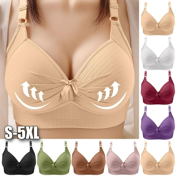 BiZtdJrK Women's Plus Size Bras Full Coverage Push Up Bra No Underwire Supportive Everyday Bralettes, Wine, L
