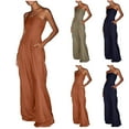 thumbnail image 1 of BiZtdJrK Women's Strapless Tube Wide Leg Jumpsuits Dressy Casual Flowy Long Rompers Solid Casual Onesie Pants with Pockets Navy L Gifts for Men, 1 of 8