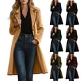 thumbnail image 1 of BiZtdJrK Women's Velvet Long Cardigans Winter Elegant Lapel Button Open Front Trench Pea Coat with Belt, Black, XXL, 1 of 10