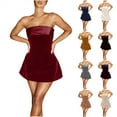 thumbnail image 1 of BiZtdJrK Women's Velvet Tube Top Dress Strapless Bodycon A-Line Mini Dress Off The Shoulder Backless Party Club Dresses Beige XL My Orders Placed By Me, 1 of 9