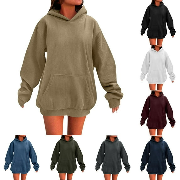BiZtdJrK Women's Workout Sweatshirt Long Sleeve Solid Hoodies with Pocket Lightweight Loose Athletic Pullover Tops Fall Fashion Outfits Gray M