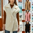 thumbnail image 1 of BiZtdJrK Womens 2025 Winter Fuzzy Fleece Jacket Fall Outdoor Sleeveless Sherpa Vest Solid Casual Button Lapel Cardigan Coats with Pockets Holiday Sales Brown XXL, 1 of 9