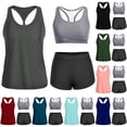 thumbnail image 1 of BiZtdJrK Womens Athletic 3 Piece Tankini Swimsuits Swim Tank Tops with Striped Bras and Boyshorts Tankinis Sets Tummy Control Modest Swimwear Blue XXL, 1 of 7