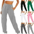 thumbnail image 1 of BiZtdJrK Womens Baggy Cargo Sweatpants Casual Cinch Bottom Jogger Pants Drawstring High Waisted Yoga Workout Pants Solid Work Trousers with Pockets, Today's Sales of the Day Black L, 1 of 5