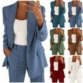 thumbnail image 1 of BiZtdJrK Womens Business Casual Blazers Button Open Front Suit Jacket Long Sleeve Lapel Collar Work Office Blazer Fall Solid Color Going Out Clothes Sales for Today on Walmart Coffee M, 1 of 5