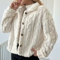 thumbnail image 1 of BiZtdJrK Womens Cropped Jackets Button Down Lapel Collar Long Sleeve Fuzzy Fleece Jacket Fashion Winter Coats White M, 1 of 7