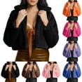 thumbnail image 1 of BiZtdJrK Womens Cropped Jackets Faux Fur Long Sleeve Open Front Cardigan Lapel Fashion Y2k Street Coats Fuzzy Cozy Winter Outerwear Pink M, 1 of 7
