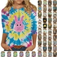 thumbnail image 1 of BiZtdJrK Womens Easter Day Shirt Funny Bunny Rabbit Printed Tops Fashion Colored Eggs Graphic Tees Spring Summer 3/4 Sleeve Shirts Multicolor XL Ofertas Flash Del Dia, 1 of 6