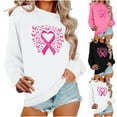 thumbnail image 1 of BiZtdJrK Womens Fall Sweatshirts Pink Ribbon Graphic Long Sleeve Casual Tops Regular Fit Comfy Lounge Sweatshirt Breast Cancer Survivor Gifts White XL, 1 of 5