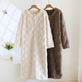 thumbnail image 1 of BiZtdJrK Womens Flannel Nightgown Button Up Crew Neck Long Sleeve Sleepshirts Fuzzy Loose Comfy Fall Winter Pajama Dress Beige M, 1 of 10