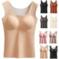 thumbnail image 1 of BiZtdJrK Womens Fleece Lined Undershirt Vest Fall Winter Comfy Warm Tanks Solid Color Sleeveless V Neck Camisole, Dark Gray, L, 1 of 5