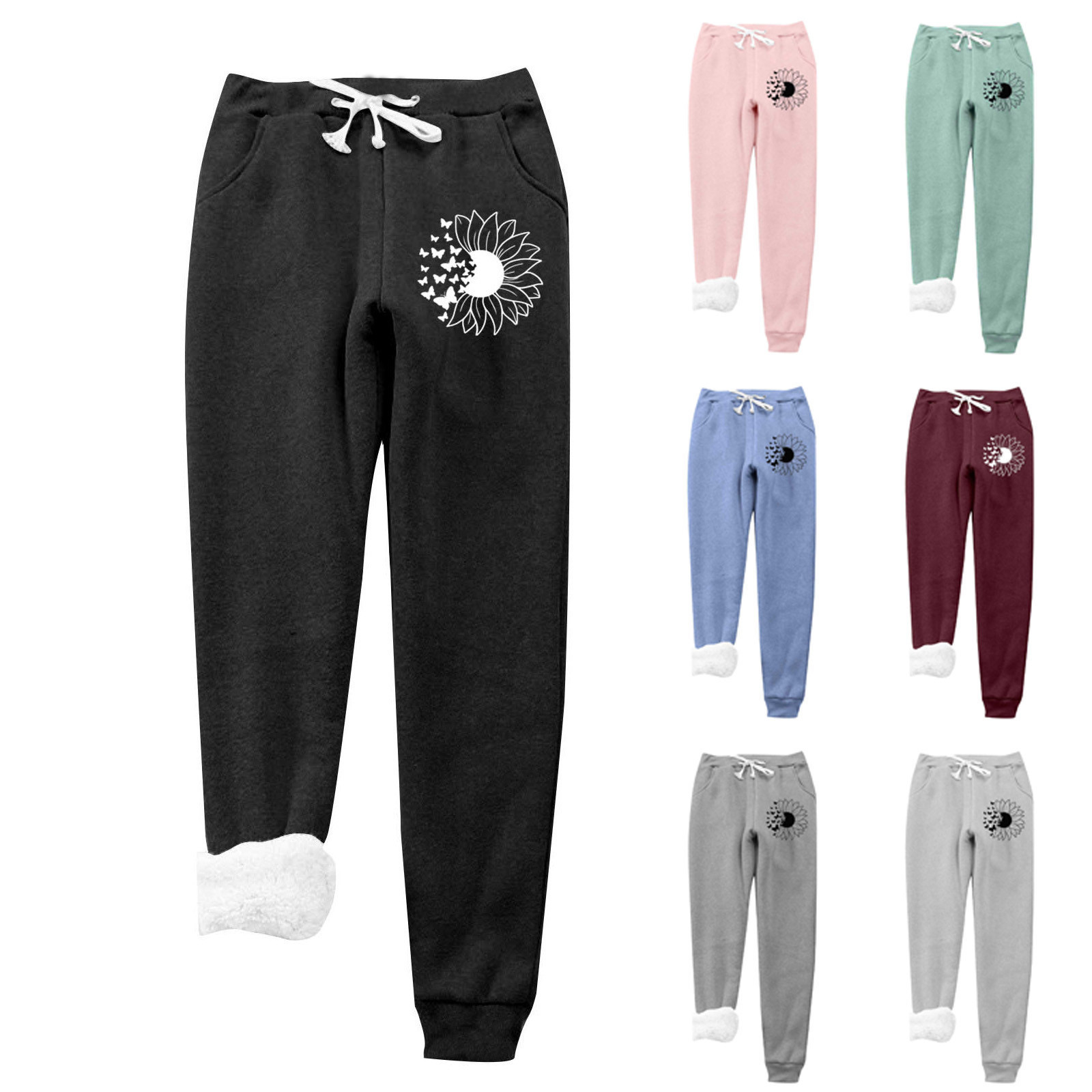 BiZtdJrK Womens Floral Print Sweatpants Casual Drawstring Waist Joggers