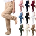 thumbnail image 1 of BiZtdJrK Womens Fuzzy Fleece Pants Footed High Waist Pajama Pant Cozy Warm Fall Winter Lounge Trousers White XL, 1 of 10