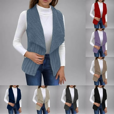 BiZtdJrK Womens Fuzzy Fleece Vest Fall Winter Warm Sleeveless Sherpa Vest Jacket Solid Color Casual Lapel Waistcoat Prime Sales Today Black XXL