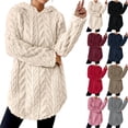 thumbnail image 1 of BiZtdJrK Womens Fuzzy Hoodie Sweatshirt Mid Length Winter Thermal Pullover Tops Cozy Fleece Drawstring Sweatshirts Navy XL, 1 of 10