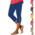 thumbnail image 1 of BiZtdJrK Womens Gym Leggings Side Split High Waist Yoga Capri Legging Stretch Solid Summer Capris Lightweight Running Cropped Pants Green M, 1 of 10